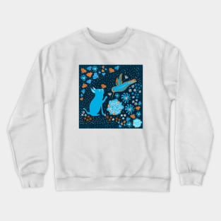 Cat and hummingbirds love Crewneck Sweatshirt